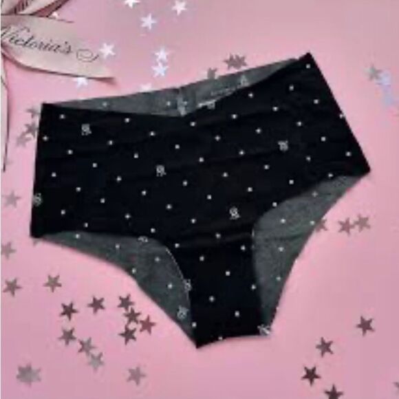 VICTORIA’S SECRET NWT L Sz XXL - 2-Pair Black Logo Hipster & Navy Cheeky Brief - Picture 14 of 15
